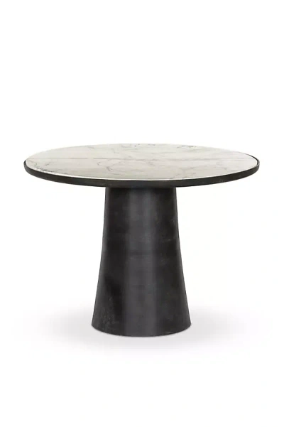 Four Hands Balboa Round Marble-top Outdoor Dining Table In Black
