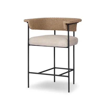 Four Hands Carrie Outdoor Stool-faux Hyacinth-counter In Beige,brown