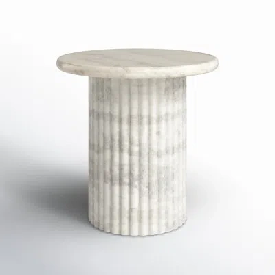 Four Hands Danity Marble Pedestal Table In Polished White