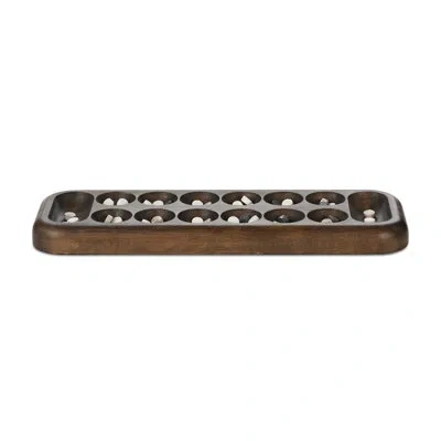 Four Hands Mancala Board In Mixed Reclaimed Marble,gray Tobacco Oak