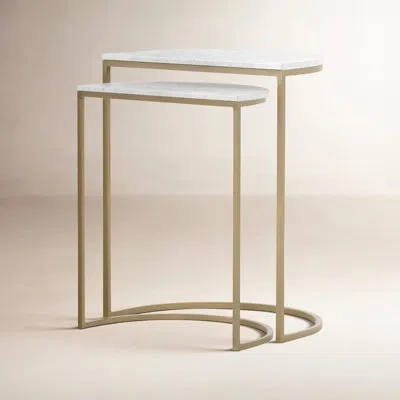 Four Hands Nesting Tables-iron In White Marble,gold
