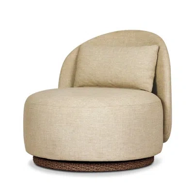 Four Hands Quaid Outdoor Upholstered Swivel Chair-alessi Buff In Faux Dark Hyacinth