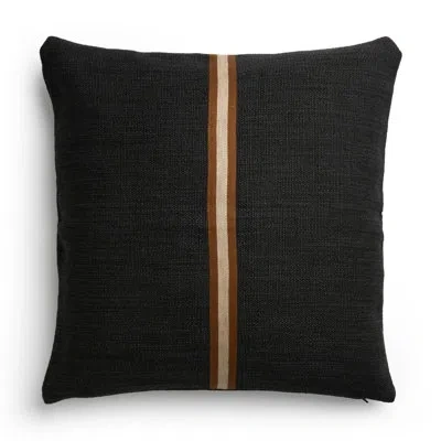 Four Hands Rivera Striped Linen Reversible Throw Pillow In Black