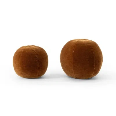 Four Hands Round Cushion In Monte Tobacco