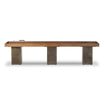 Four Hands Shuffleboard Table-natural Brown Guanacaste In Carbonized Black,natural Brown Guanacaste Solid