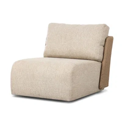 Four Hands Sicilia Outdoor Woven Swivel Chair-concha Beige In Faux Hyacinth