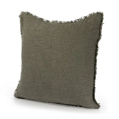 Four Hands Tarbett Fringed Indoor/outdoor Throw Pillow In Textured Olive