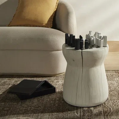 Four Hands Wesson Chess Table In Ivory,carbonized Black