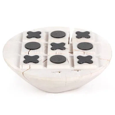 Four Hands Wesson Tic Tac Toe In Ivory/speckled Gray In Ivory,speckled Gray