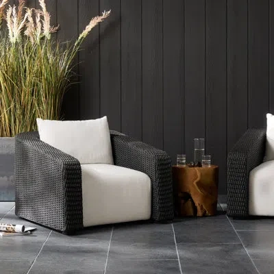 Four Hands Westby Outdoor Chair-faux Hyacinth In Faux Black Hyacinth,alessi Linen