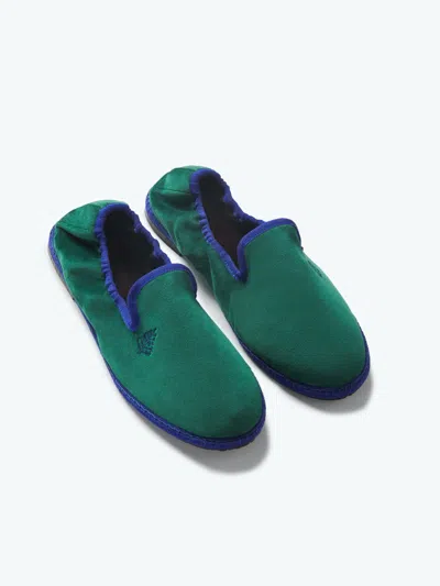 Four Seasons At Home Velvet Slippers In Anguilla Green