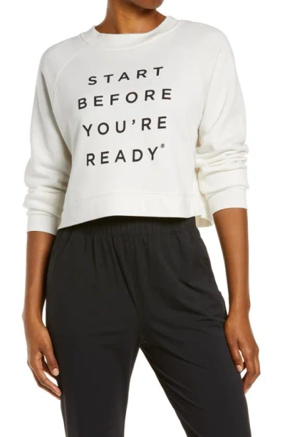 Fourlaps Start Before You're Ready Crop Sweatshirt In White