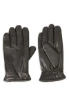 Fownes Brothers Leather Basic Tech Gloves In Black