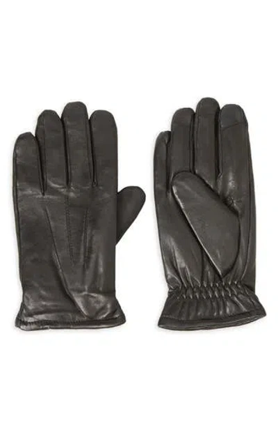Fownes Brothers Leather Basic Tech Gloves In Black