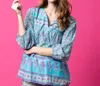 Fox In Gown Amalia Top In Blue In Multi