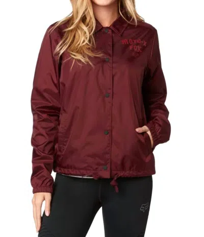 Fox Racing Pit Stop Coaches Jacket In Cranberry