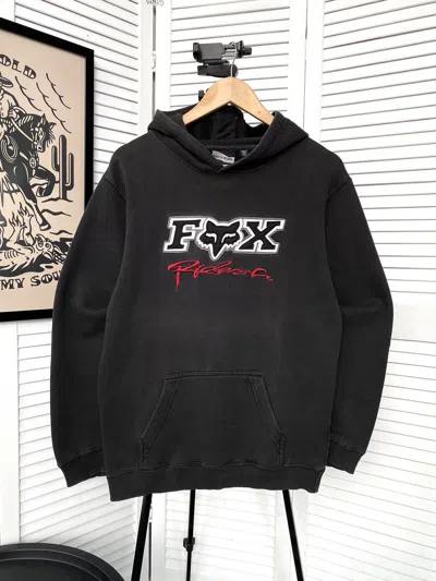 Pre-owned Fox X Fox Racing Vintage Fox Racing Hoodie Sweatshirt Y2k Faded In Black