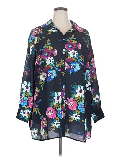 Pre-owned Foxcroft 3/4 Sleeve Blouse In Black