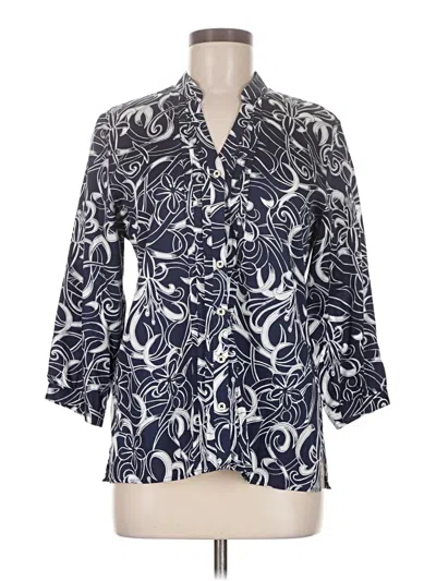 Pre-owned Foxcroft 3/4 Sleeve Blouse In Blue