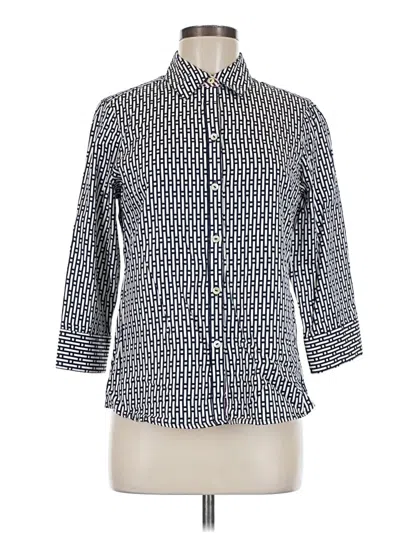 Pre-owned Foxcroft 3/4 Sleeve Blouse In Blue