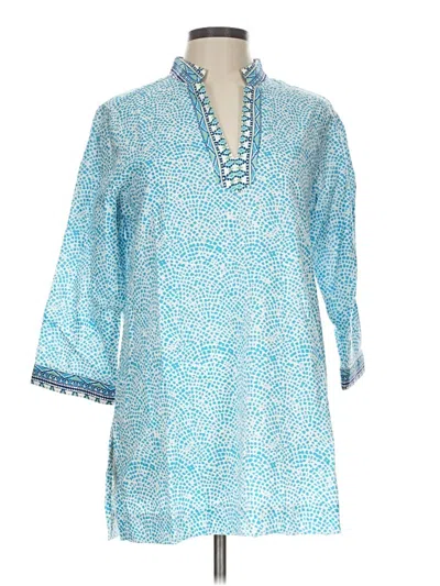 Pre-owned Foxcroft 3/4 Sleeve Blouse In Blue