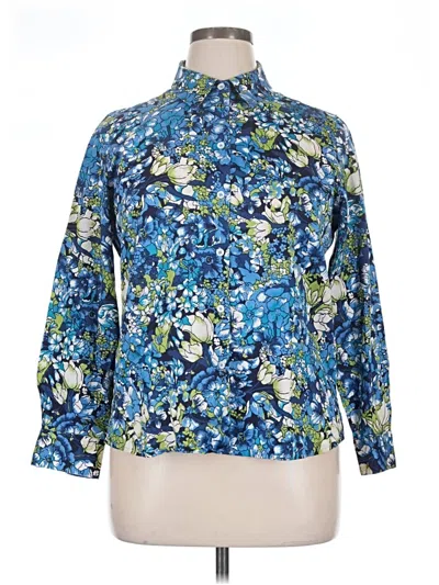 Pre-owned Foxcroft 3/4 Sleeve Blouse In Blue