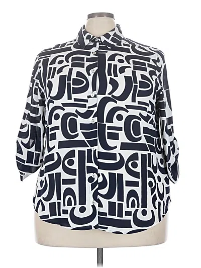 Pre-owned Foxcroft 3/4 Sleeve Blouse In Blue