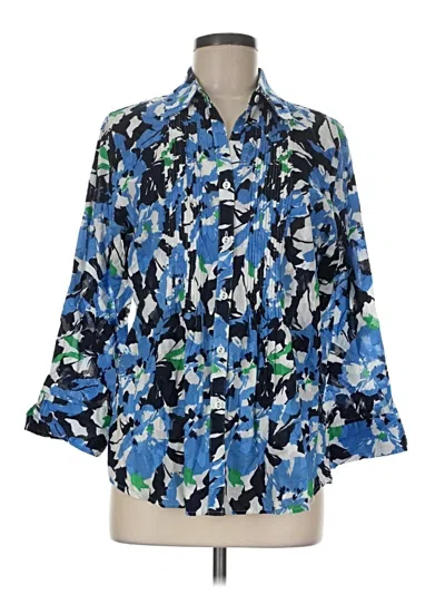 Pre-owned Foxcroft 3/4 Sleeve Blouse In Blue