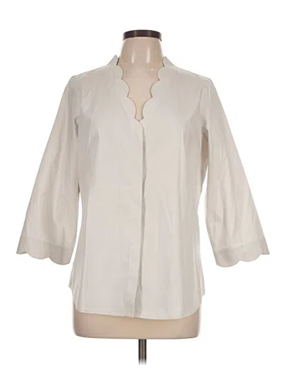 Pre-owned Foxcroft 3/4 Sleeve Blouse In Ivory