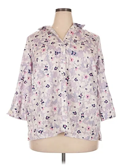 Pre-owned Foxcroft 3/4 Sleeve Blouse In Purple
