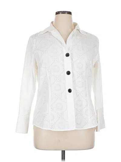 Pre-owned Foxcroft 3/4 Sleeve Blouse In White