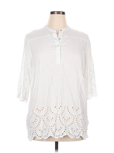 Pre-owned Foxcroft 3/4 Sleeve Blouse In White
