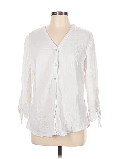 Pre-owned Foxcroft 3/4 Sleeve Blouse In White
