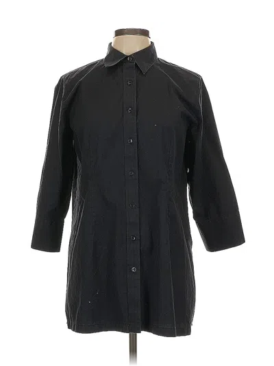 Pre-owned Foxcroft 3/4 Sleeve Button Down Shirt In Black