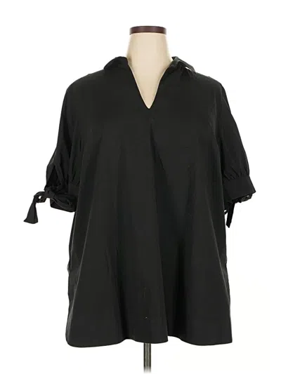 Pre-owned Foxcroft 3/4 Sleeve Button Down Shirt In Black