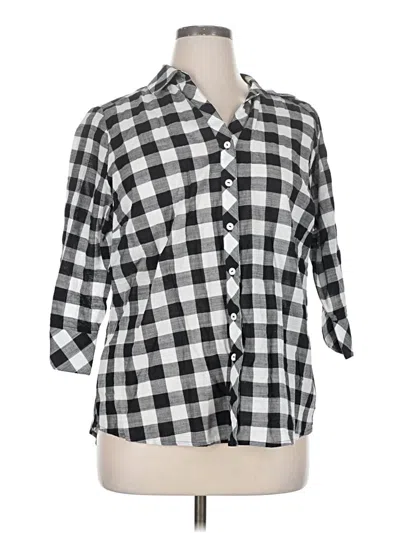 Pre-owned Foxcroft 3/4 Sleeve Button Down Shirt In Black