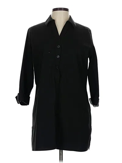 Pre-owned Foxcroft 3/4 Sleeve Button Down Shirt In Black