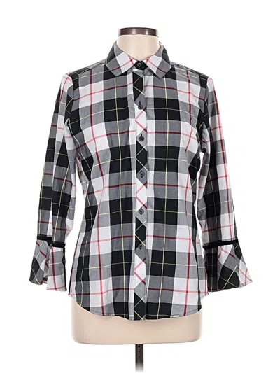 Pre-owned Foxcroft 3/4 Sleeve Button Down Shirt In Black