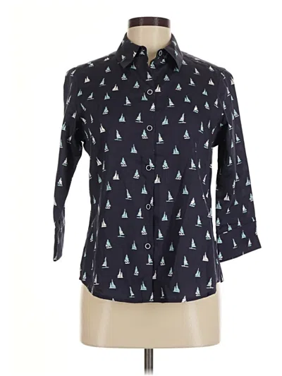 Pre-owned Foxcroft 3/4 Sleeve Button Down Shirt In Black