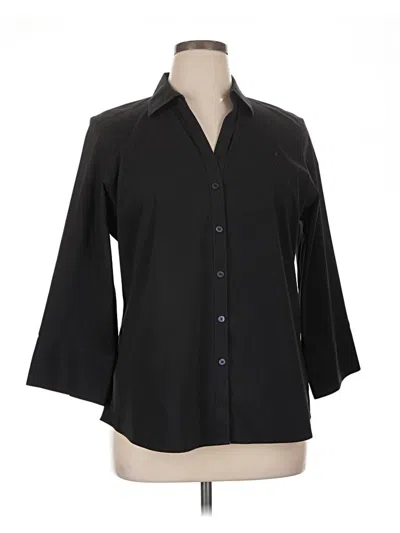 Pre-owned Foxcroft 3/4 Sleeve Button Down Shirt In Black