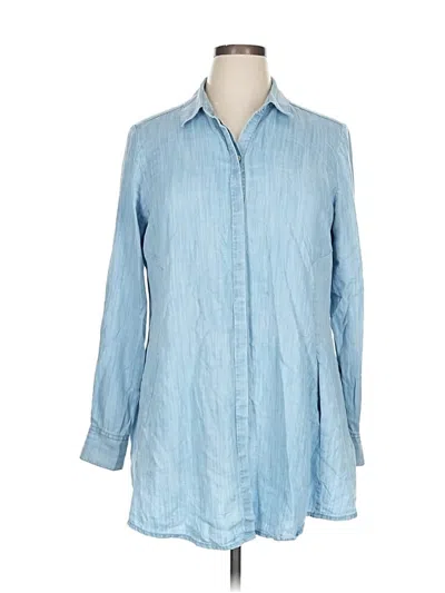 Pre-owned Foxcroft 3/4 Sleeve Button Down Shirt In Blue