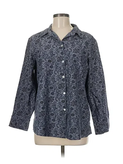 Pre-owned Foxcroft 3/4 Sleeve Button Down Shirt In Blue