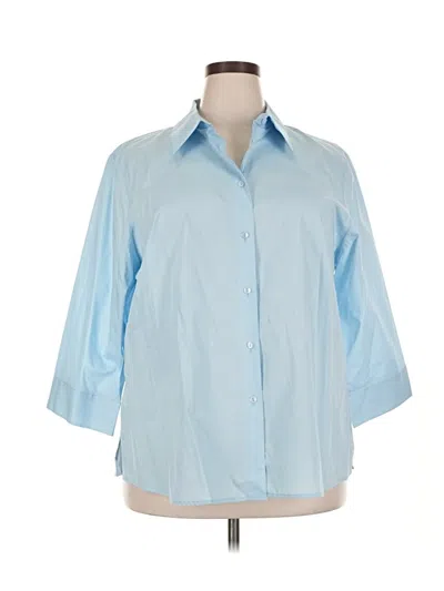 Pre-owned Foxcroft 3/4 Sleeve Button Down Shirt In Blue