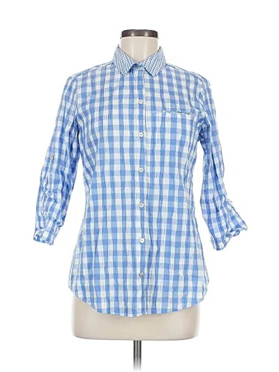 Pre-owned Foxcroft 3/4 Sleeve Button Down Shirt In Blue