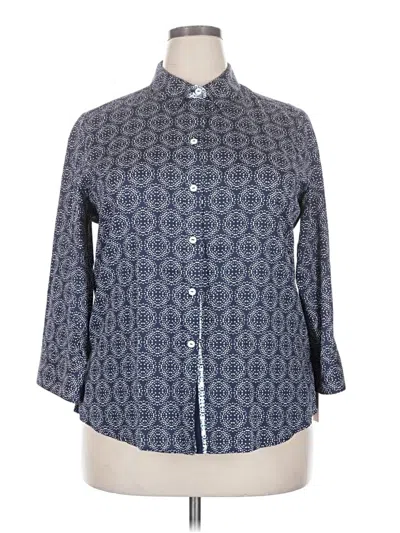 Foxcroft 3/4 Sleeve Button Down Shirt In Blue
