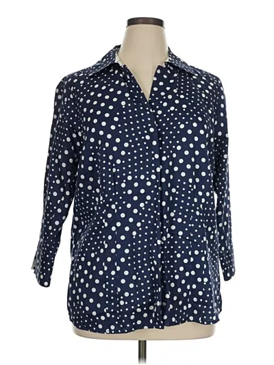 Pre-owned Foxcroft 3/4 Sleeve Button Down Shirt In Blue