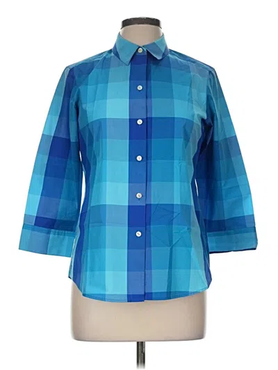 Pre-owned Foxcroft 3/4 Sleeve Button Down Shirt In Blue
