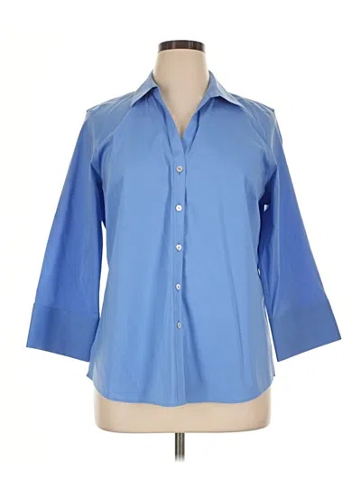 Pre-owned Foxcroft 3/4 Sleeve Button Down Shirt In Blue
