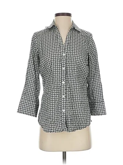 Pre-owned Foxcroft 3/4 Sleeve Button Down Shirt In Gray
