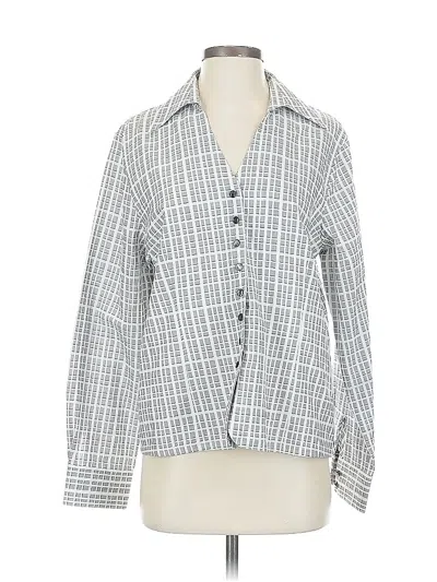 Pre-owned Foxcroft 3/4 Sleeve Button Down Shirt In Gray